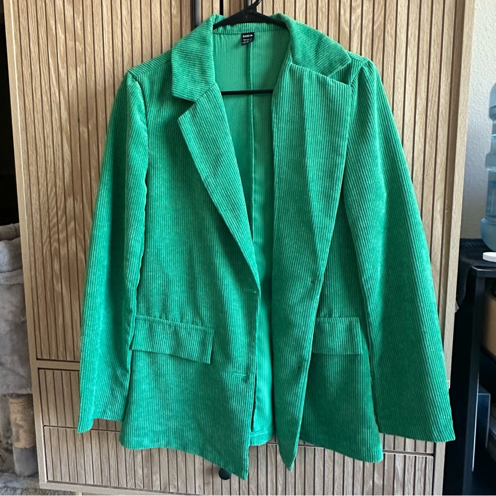 SHEIN Vibrant Green Corduroy Blazer